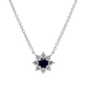 14K White Gold Sapphire & Diamond Necklace