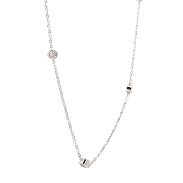 14K White Gold Illusion-Set Diamond-By-The-Yard Necklace