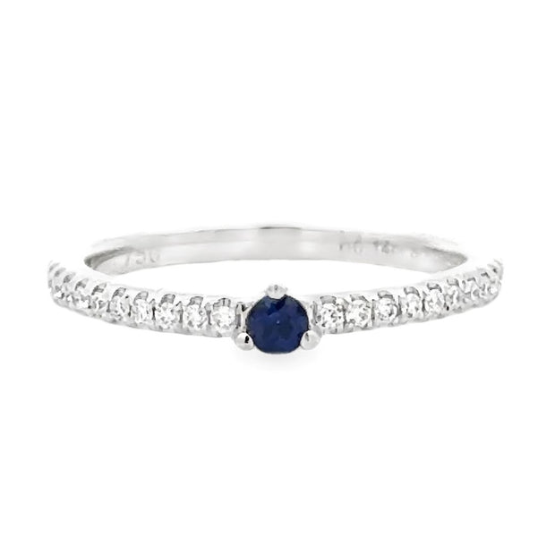 18K White Gold Sapphire & Diamond Stackable Ring