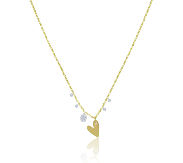 Meira T 14K Yellow & White Gold Brushed Gold Heart Necklace