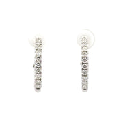 14K White Gold Diamond Hoop Earrings