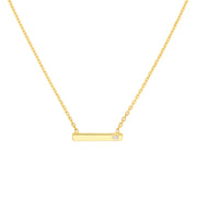 14K Yellow Gold Horizontal Staple Diamond Necklace