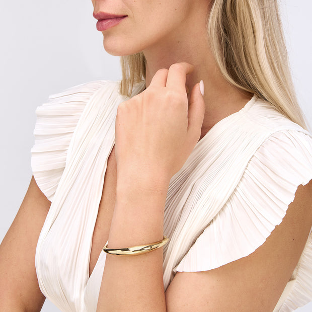 14K Yellow Gold Polished Dome Bangle Bracelet