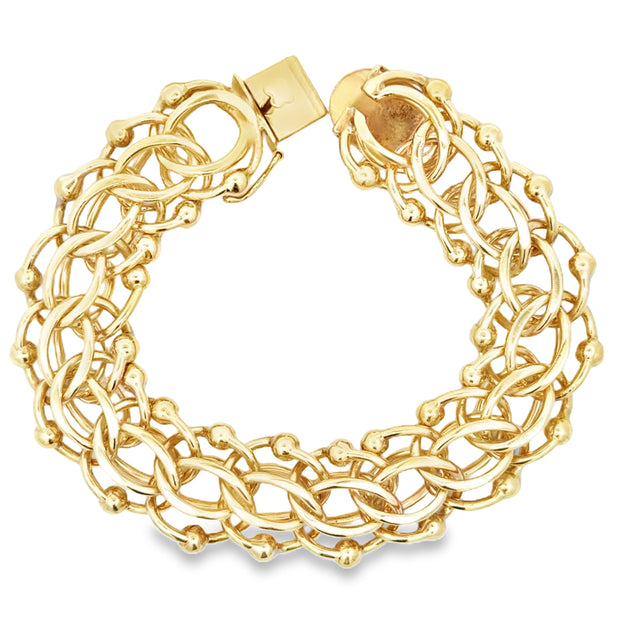 Estate 14K Yellow Gold Heavy Double Link Bracelet