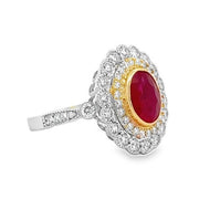 18K White & Yellow Gold Ruby & Diamond Ring