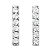 14K White Gold Diamond Bar Stud Earrings