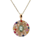 D.M. Kordansky 14K Yellow Gold Multi-Color Sapphire & Diamond Necklace