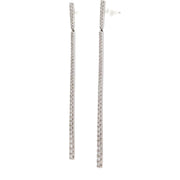 18K White Gold Tapered Diamond Bar Earrings