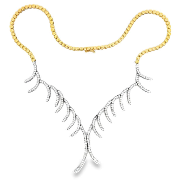 18K Yellow & White Gold Contemporary Diamond Necklace