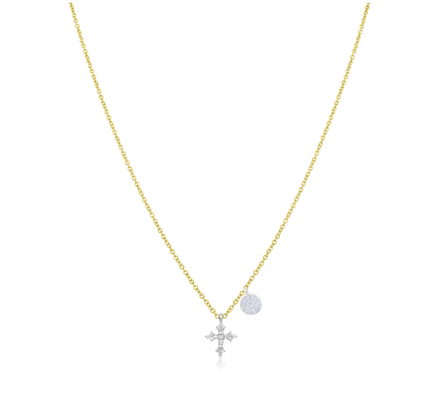 Meira T 14K Yellow & White Gold Diamond Cross Necklace