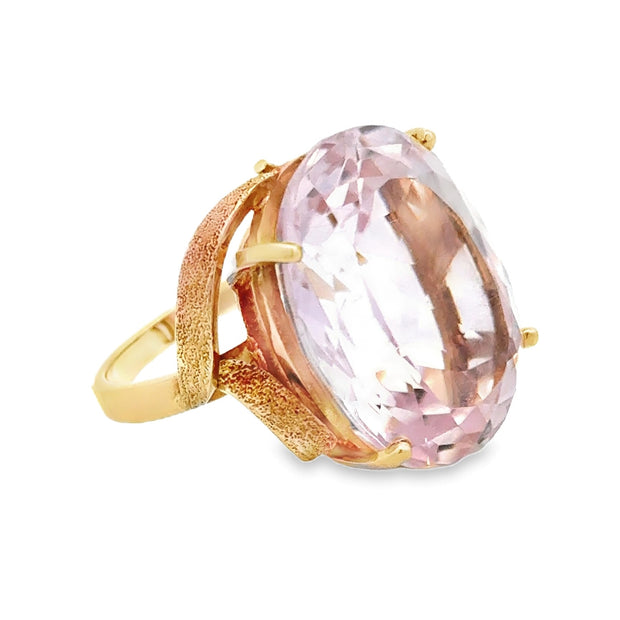 Estate 18K Yellow Gold Rutiled Kunzite Ring