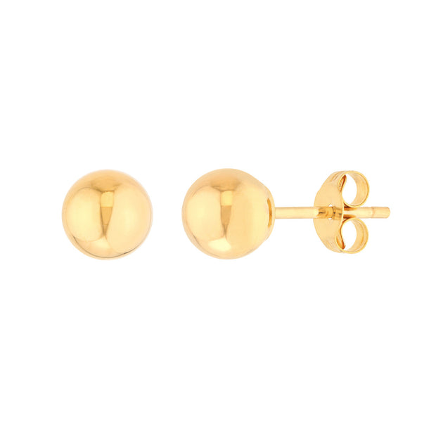 14K Yellow Gold 5mm Polished Ball Stud Earrings