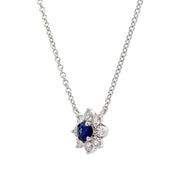 14K White Gold Sapphire & Diamond Necklace