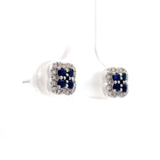 14K White Gold Sapphire & Diamond Stud Earrings