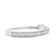 14K White Gold Emerald-Cut Diamond Bangle Bracelet