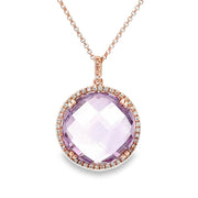 Estate 14K Rose Gold Amethyst & Diamond Necklace