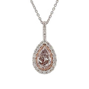 Platinum & 18K Rose Gold Pink & White Diamond Necklace