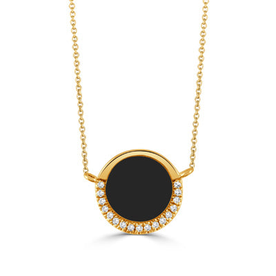 Doves 14K Yellow Gold Onyx & Diamond Necklace