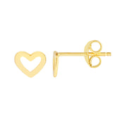 14K Yellow Gold Cut-Out Heart Shaped Stud Earrings