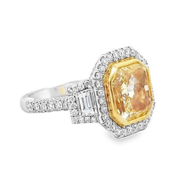 Platinum & 18K Yellow Gold Yellow & White Diamond Ring