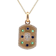 D.M. Kordansky 14K Yellow Gold Diamond, Sapphire & Emerald Necklace