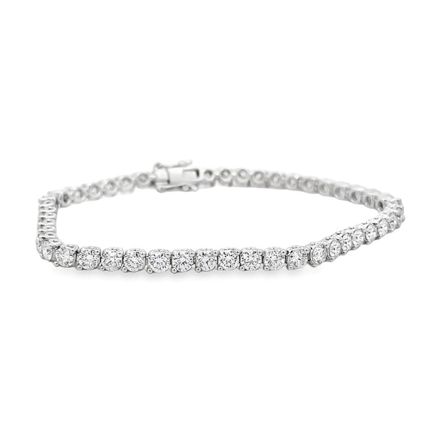 Platinum Two Prong Diamond Tennis Bracelet