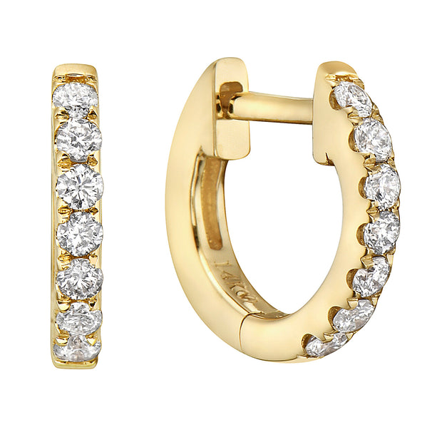 14K Yellow Gold Huggie Hoop Earrings