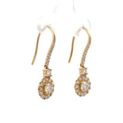 14K Yellow Gold Halo-Style Diamond Dangle Earrings