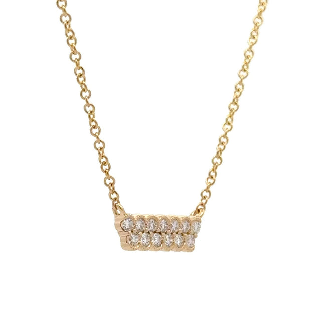 14K Yellow Gold Double Bar Diamond Necklace