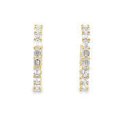 18K Yellow Gold Emerald-Cut Diamond Hoop Earrings