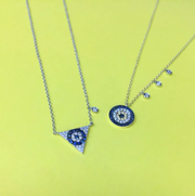 Meira T 14K Yellow & White Gold Evil Eye Charm Necklace with Blue Sapphires and Diamonds