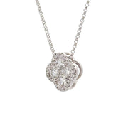 14K White Gold Clover-Style Diamond Necklace