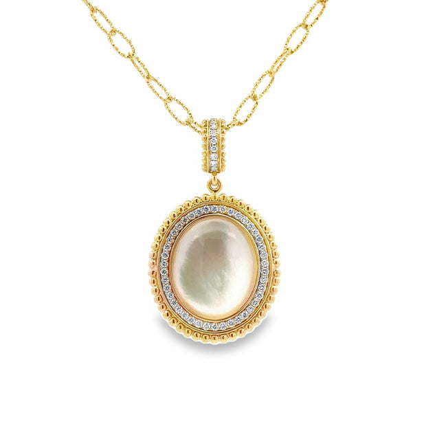 Doves 18K Yellow Gold Mother of Pearl & Diamond Justinian Necklace