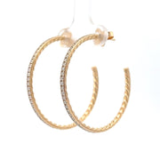 Estate 18K Yellow Gold David Yurman Diamond Hoop Earrings