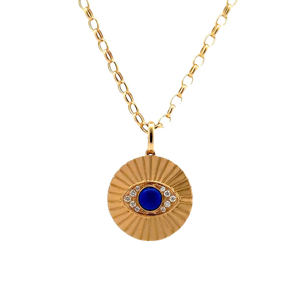 Doves 18K Yellow Gold Lapis & Diamond Evil Eye Necklace