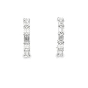 18K White Gold Emerald-Cut Diamond Hoop Earrings