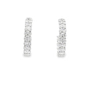 18K White Gold Oval-Cut Diamond Hoop Earrings