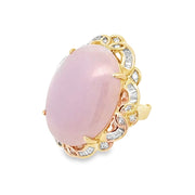 Estate 18K Yellow Gold Large Lavender Jade & Diamond Ring