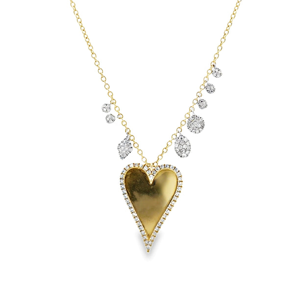 Meira T 14K Yellow & White Gold Diamond Dangle Heart Necklace