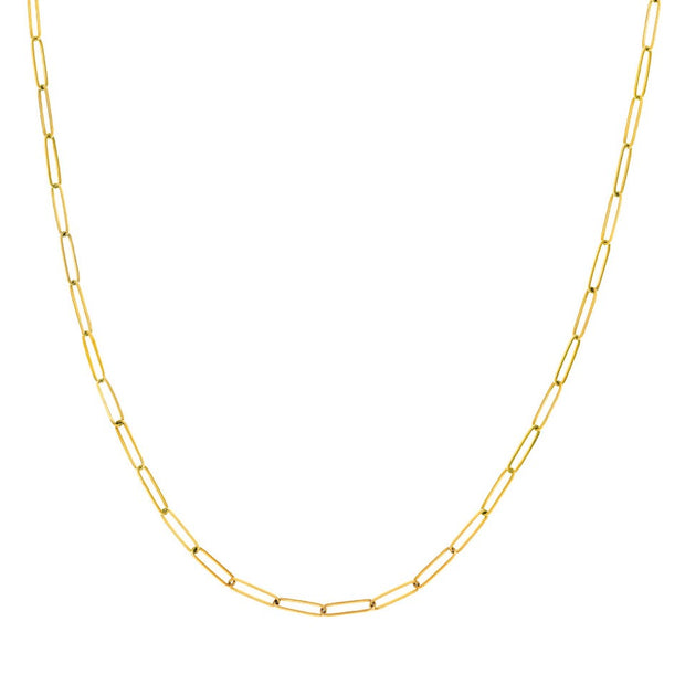 14K Yellow Gold Paper Clip Necklace