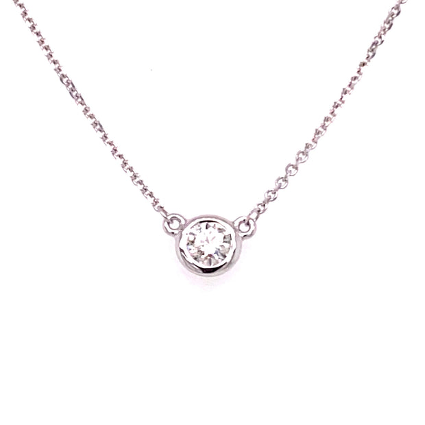 14K White Gold Solitaire Diamond Necklace