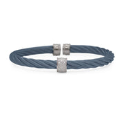 ALOR Blueberry Cable 5mm Single Barrel Cuff with 18kt Gold & Diamonds