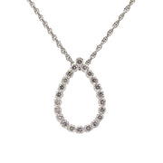 14K White Gold Open Pear Diamond Necklace