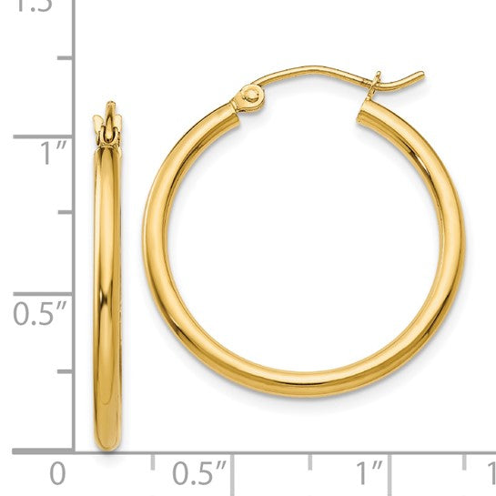 14K Yellow Gold Medium Hoop Earrings