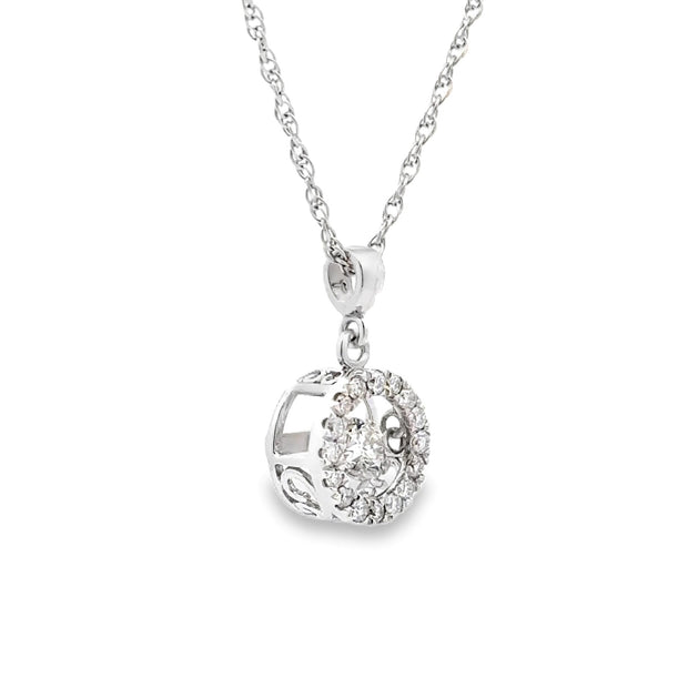 Estate 14K White Gold Floating Diamond Necklace