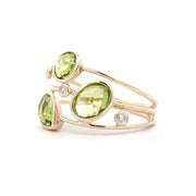 14K Yellow Gold Contemporary Peridot & Diamond Ring