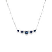 14K White Gold Sapphire & Diamond Bar Necklace