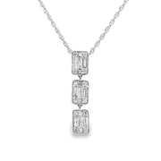 14K White Gold Cluster Diamond Drop Necklace