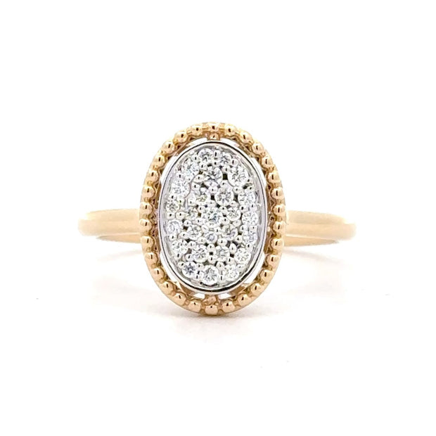 14K Yellow & White Gold Pavé-Set Diamond Ring