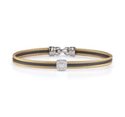 ALOR Cable Classic Stackable Bracelet with Single Square Station with 18kt Gold & Diamonds